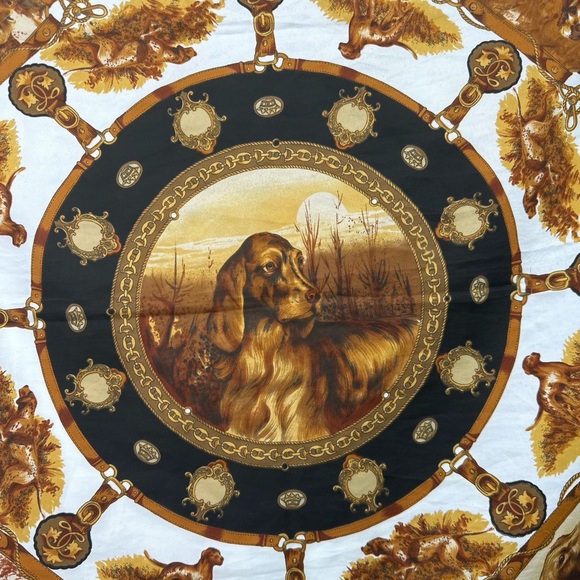 **SOLD!!!*** Made in Italy, Irish Setter Dogs graphic theme, vintage print scarf - Picture 2 of 3